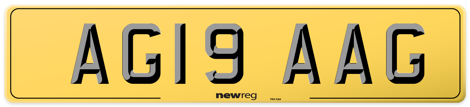 AG19 AAG Rear Number Plate