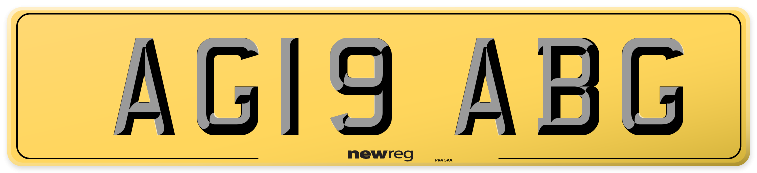 AG19 ABG Rear Number Plate