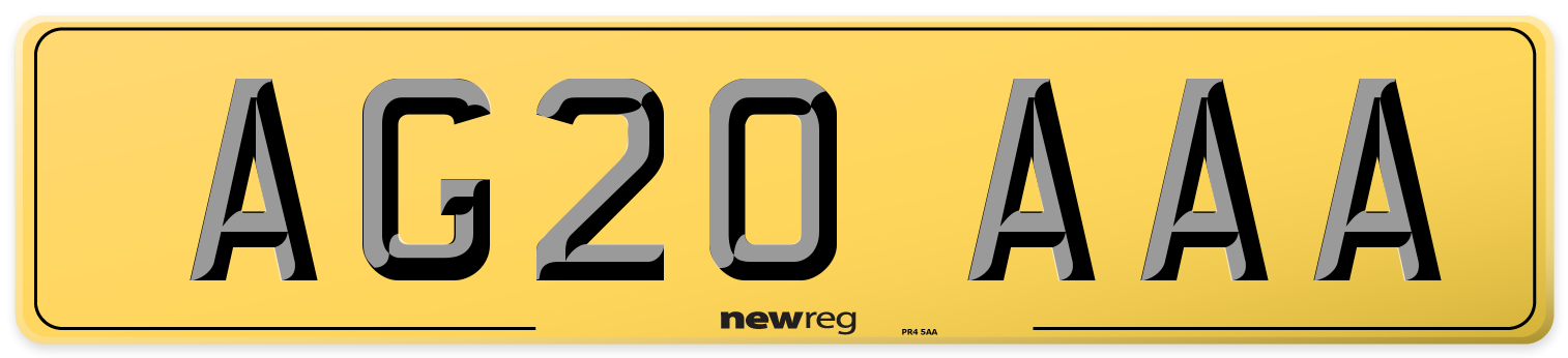 AG20 AAA Rear Number Plate