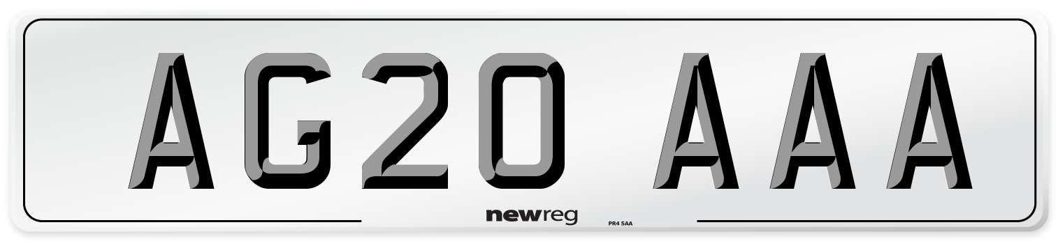 AG20 AAA Front Number Plate