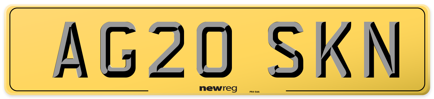 AG20 SKN Rear Number Plate
