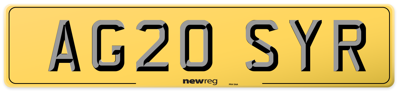 AG20 SYR Rear Number Plate