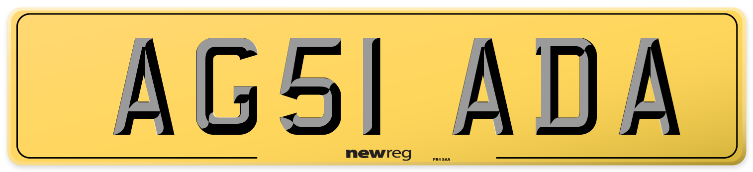 AG51 ADA Rear Number Plate