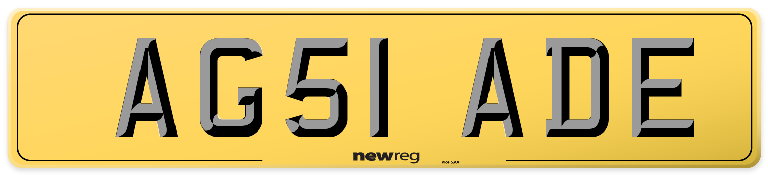 AG51 ADE Rear Number Plate