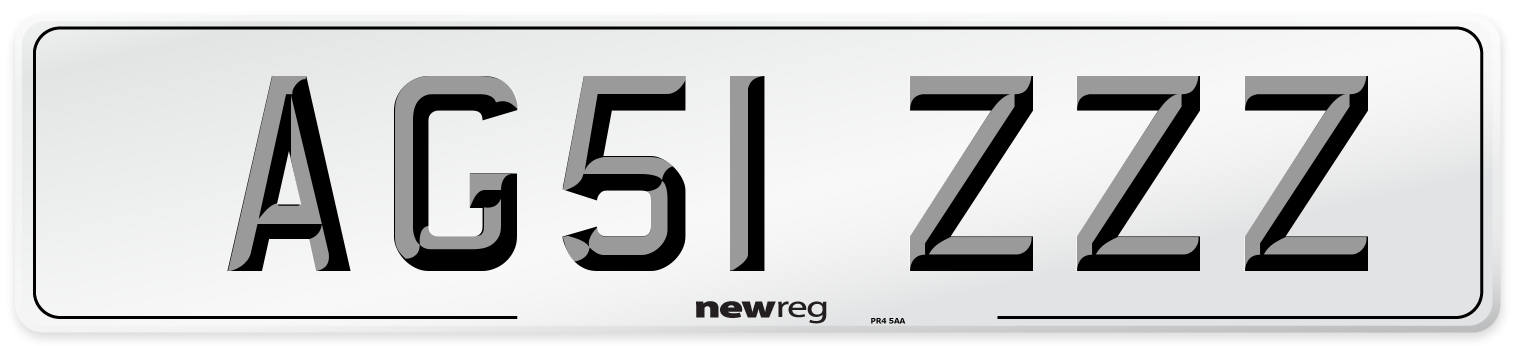 AG51 ZZZ Front Number Plate