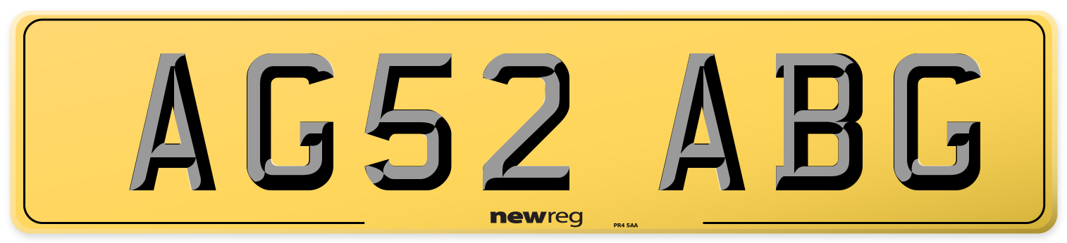 AG52 ABG Rear Number Plate