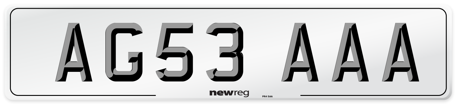 AG53 AAA Front Number Plate