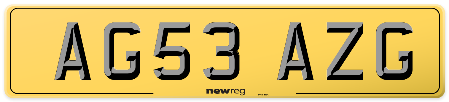 AG53 AZG Rear Number Plate