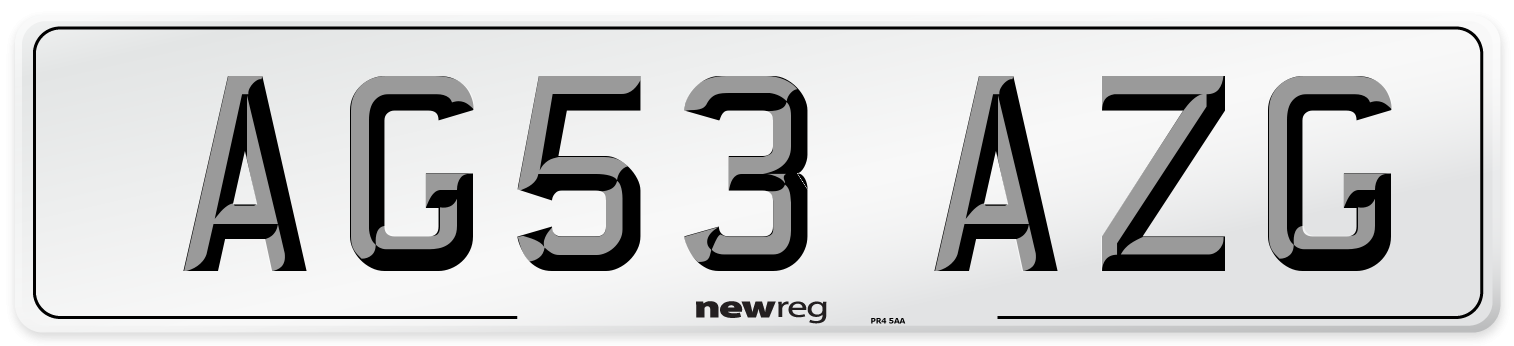 AG53 AZG Front Number Plate