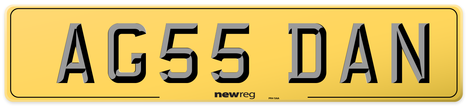 AG55 DAN Rear Number Plate