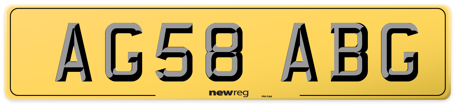 AG58 ABG Rear Number Plate