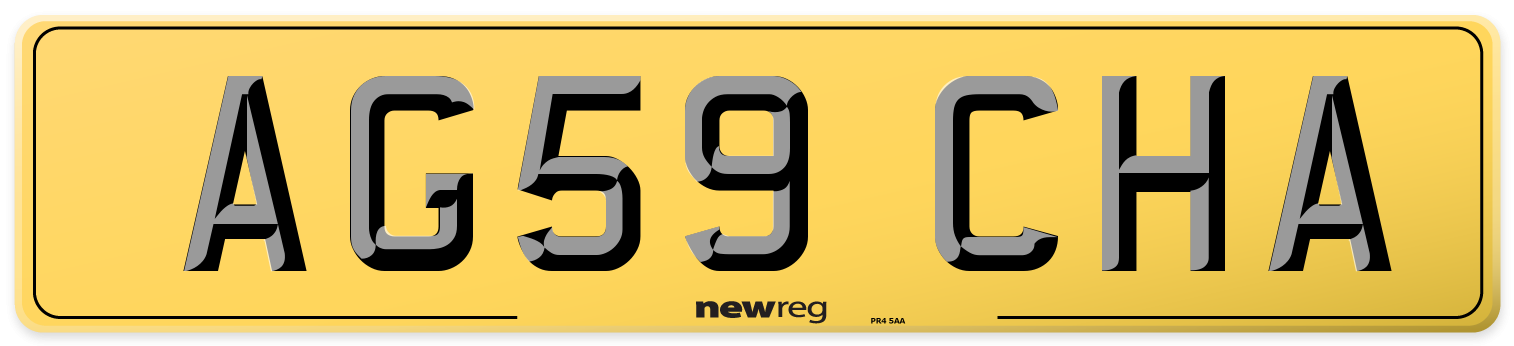 AG59 CHA Rear Number Plate