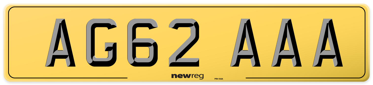 AG62 AAA Rear Number Plate