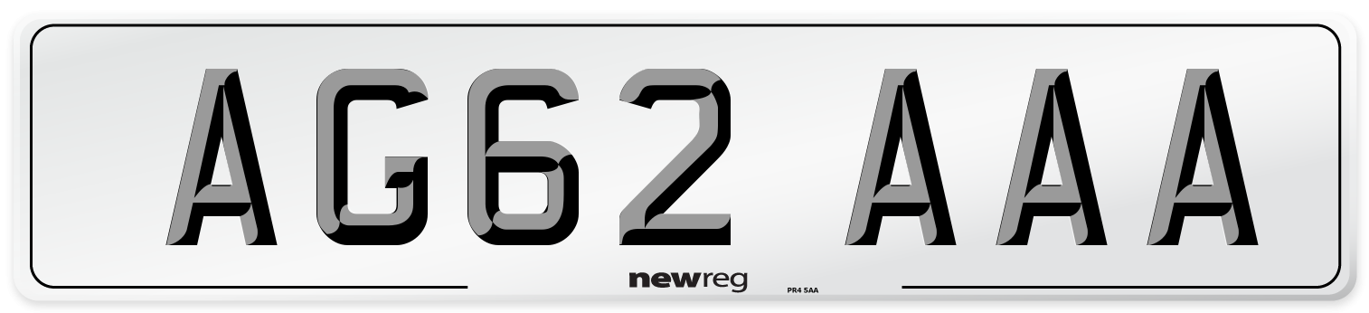 AG62 AAA Front Number Plate