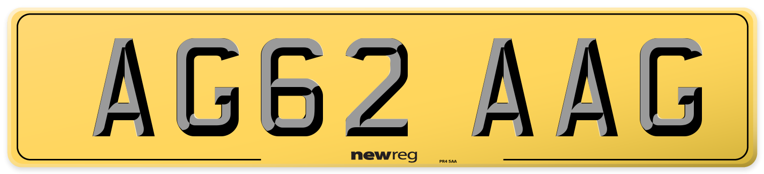 AG62 AAG Rear Number Plate