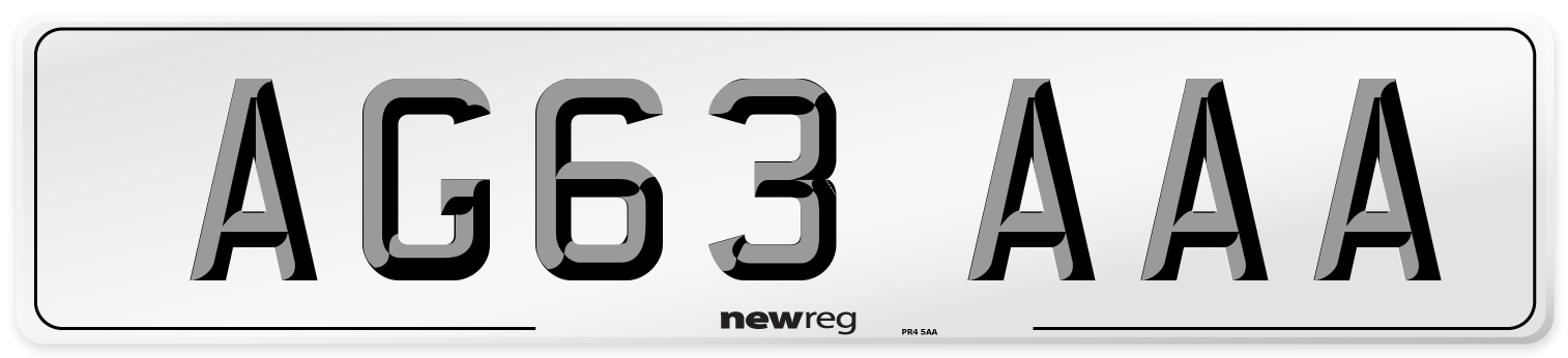 AG63 AAA Front Number Plate