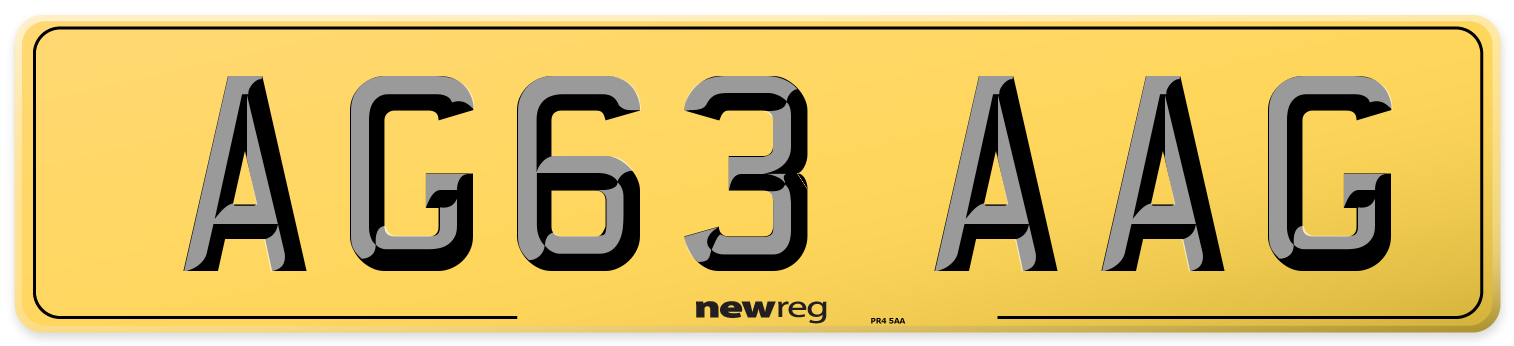 AG63 AAG Rear Number Plate