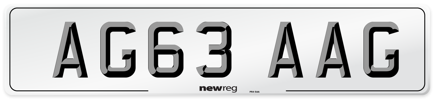 AG63 AAG Front Number Plate
