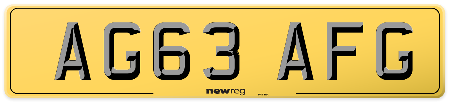 AG63 AFG Rear Number Plate