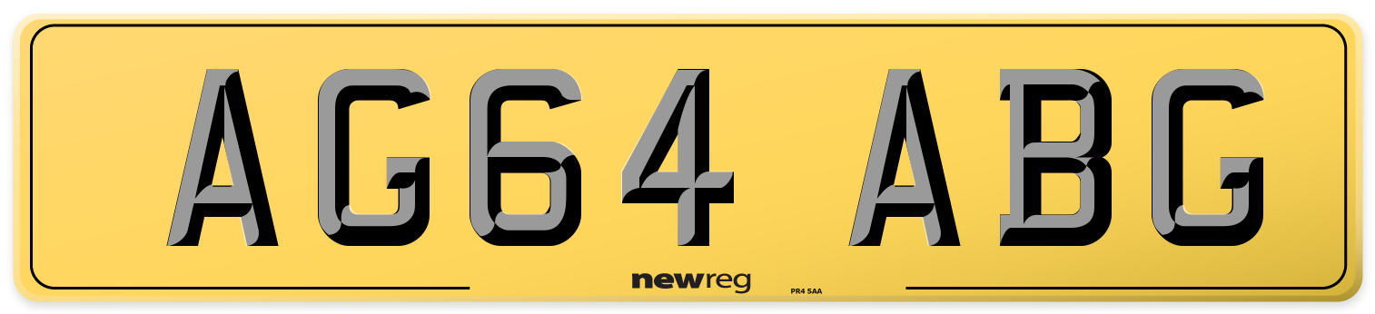 AG64 ABG Rear Number Plate