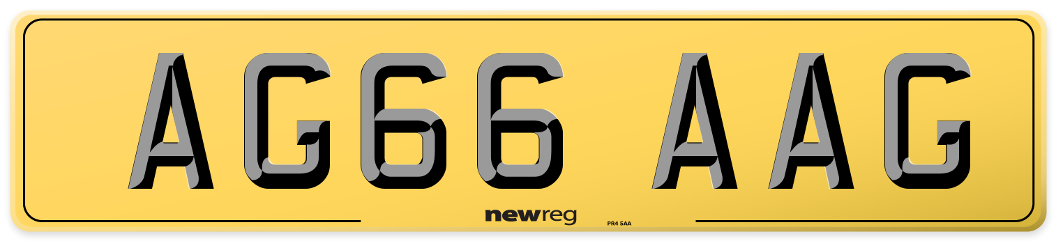 AG66 AAG Rear Number Plate