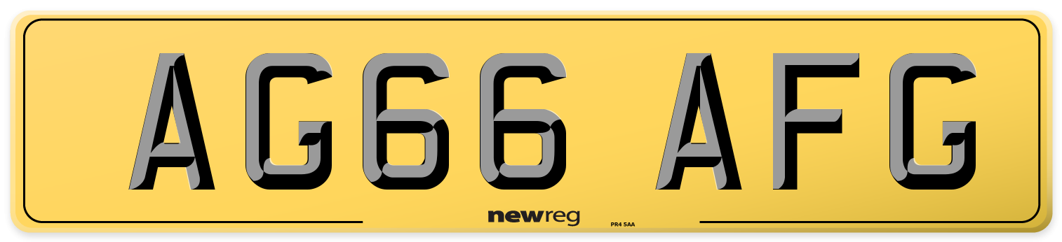 AG66 AFG Rear Number Plate