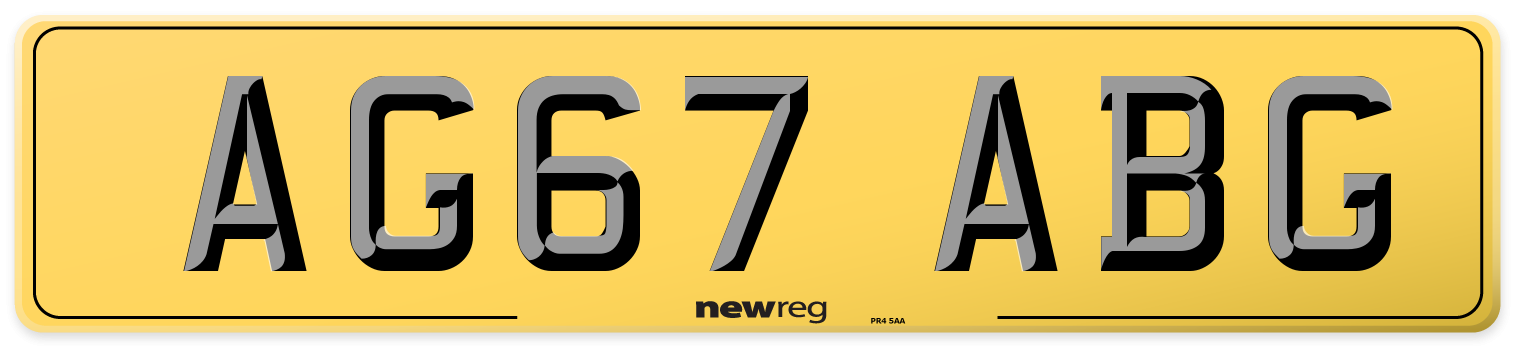 AG67 ABG Rear Number Plate