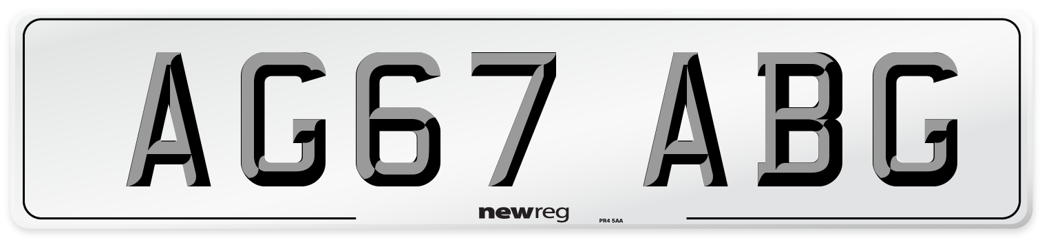 AG67 ABG Front Number Plate