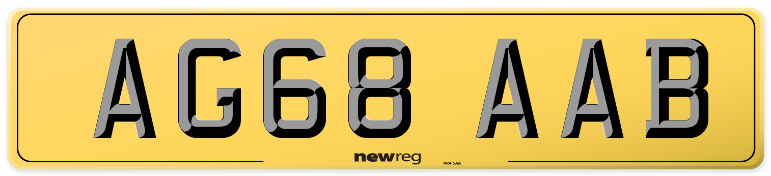 AG68 AAB Rear Number Plate