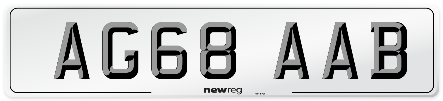 AG68 AAB Front Number Plate