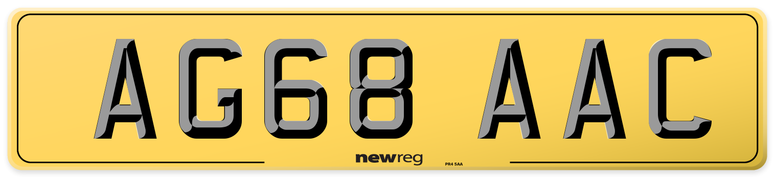 AG68 AAC Rear Number Plate
