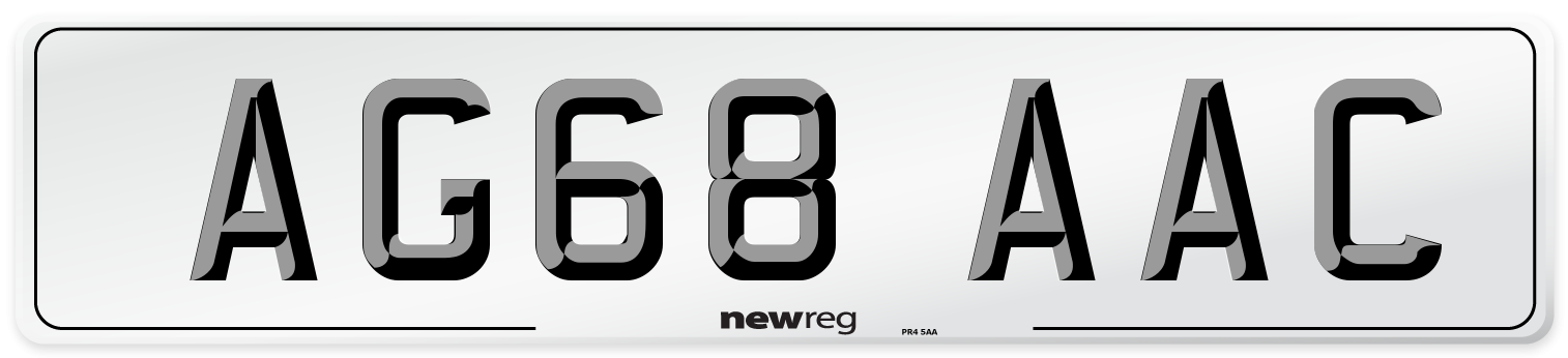 AG68 AAC Front Number Plate