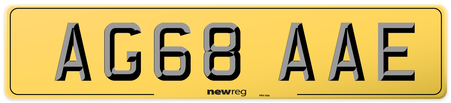 AG68 AAE Rear Number Plate