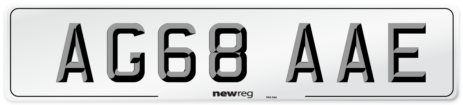 AG68 AAE Front Number Plate