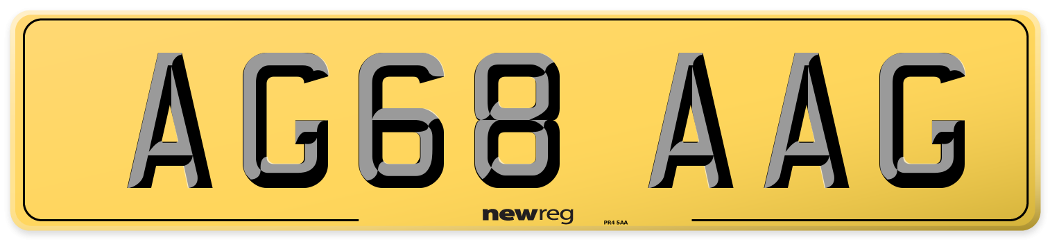 AG68 AAG Rear Number Plate