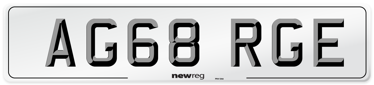 AG68 RGE Front Number Plate