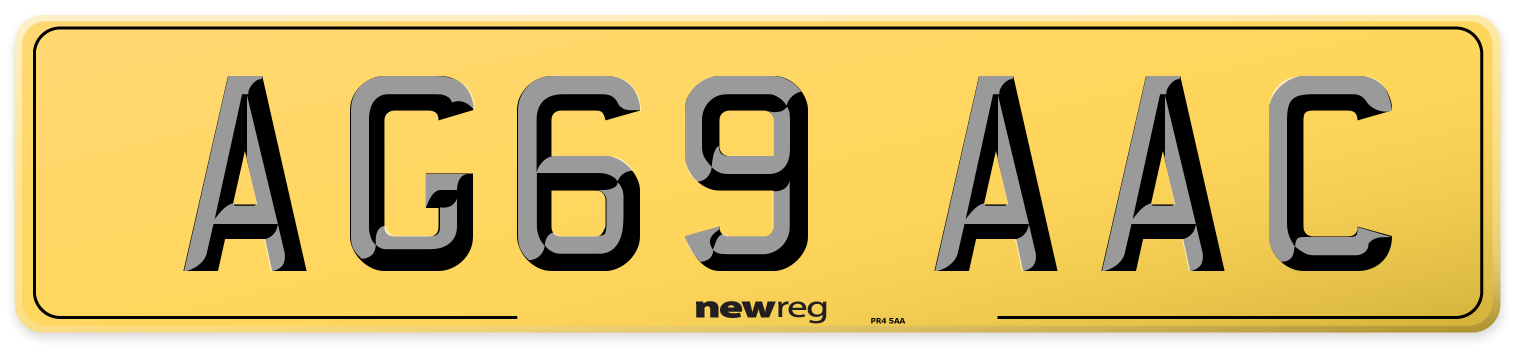 AG69 AAC Rear Number Plate