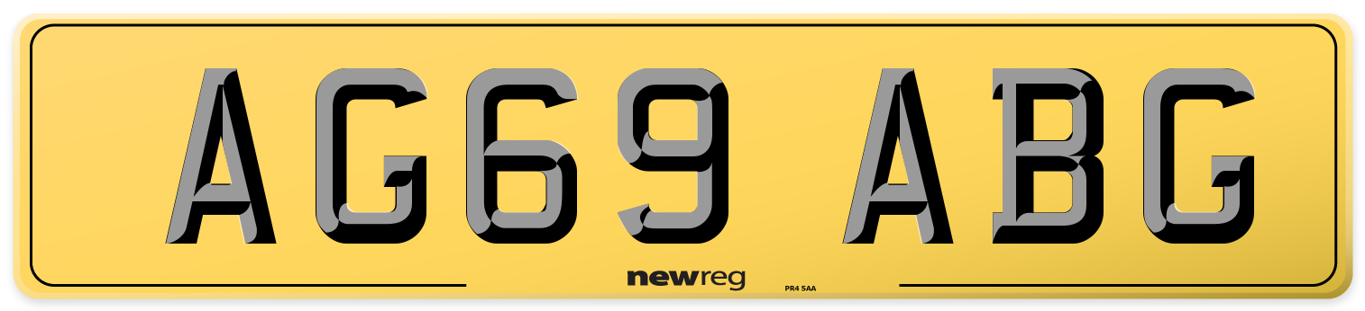AG69 ABG Rear Number Plate