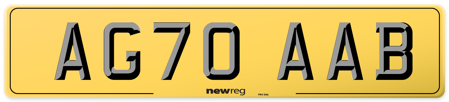 AG70 AAB Rear Number Plate