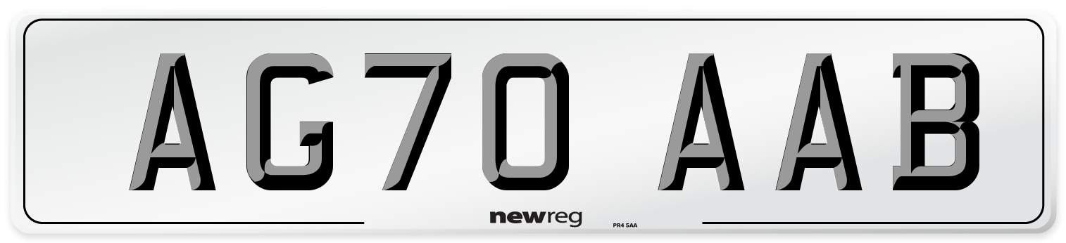 AG70 AAB Front Number Plate