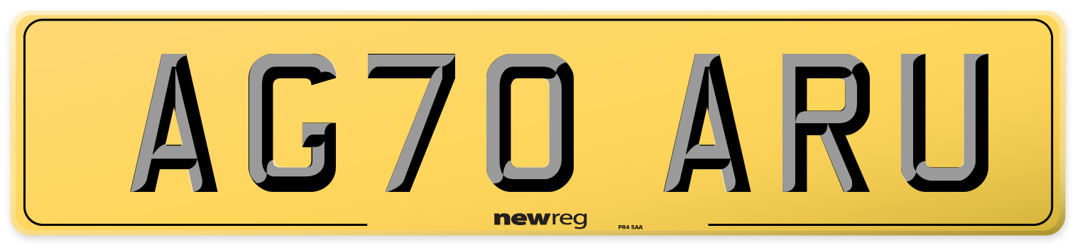 AG70 ARU Rear Number Plate