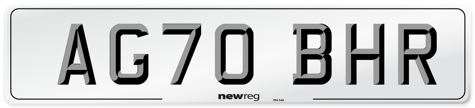 AG70 BHR Front Number Plate