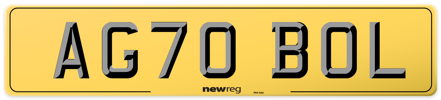 AG70 BOL Rear Number Plate