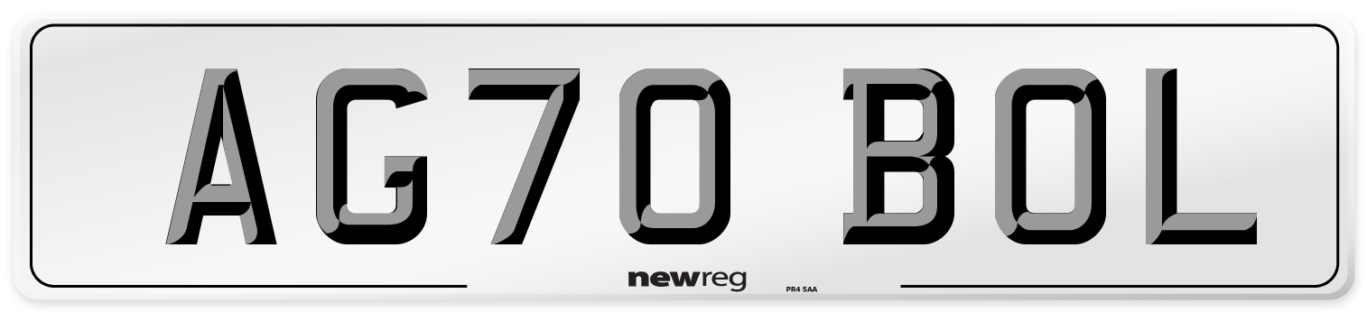 AG70 BOL Front Number Plate