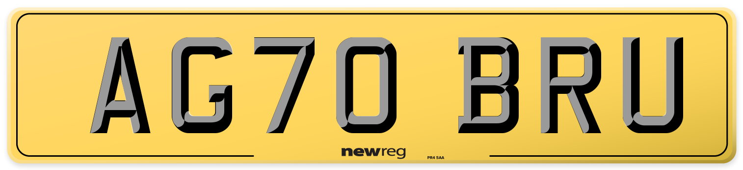 AG70 BRU Rear Number Plate