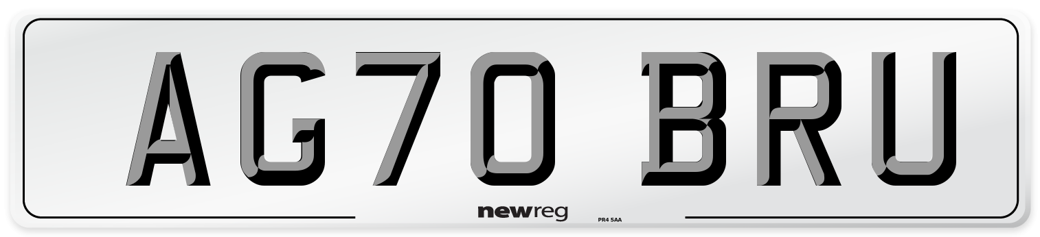 AG70 BRU Front Number Plate