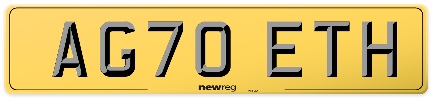 AG70 ETH Rear Number Plate