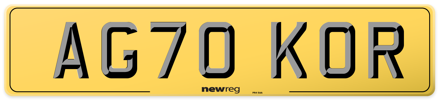 AG70 KOR Rear Number Plate