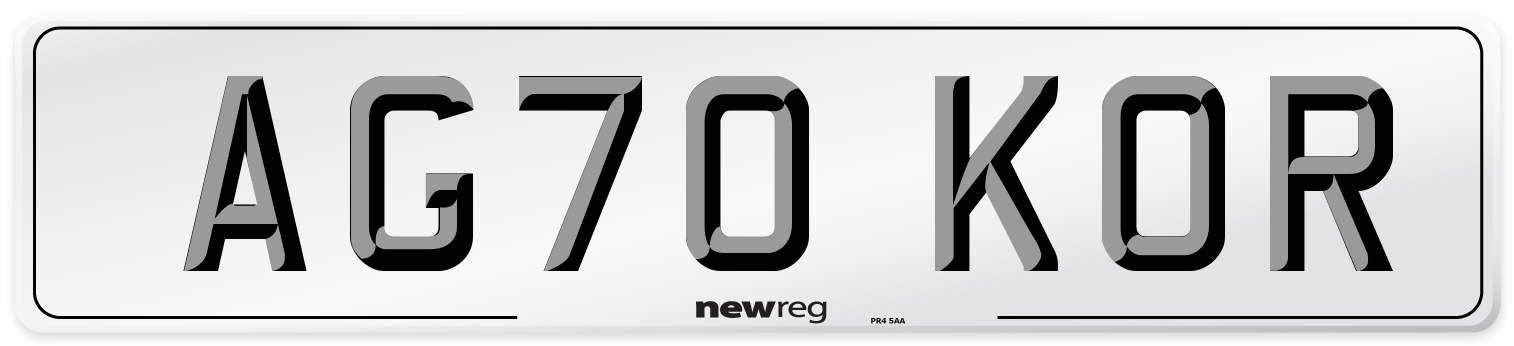 AG70 KOR Front Number Plate