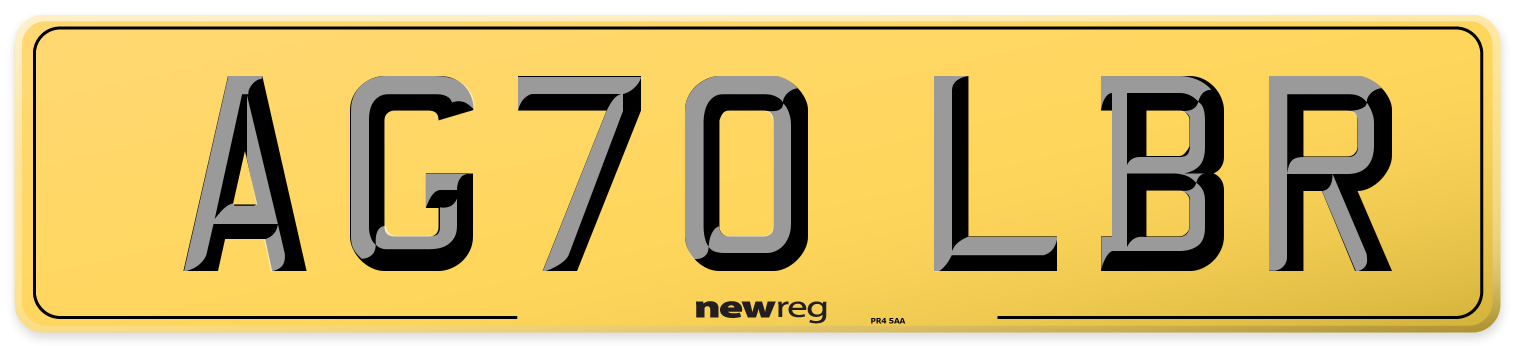 AG70 LBR Rear Number Plate